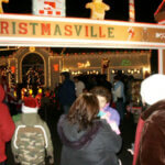 People gathered at Christmasville